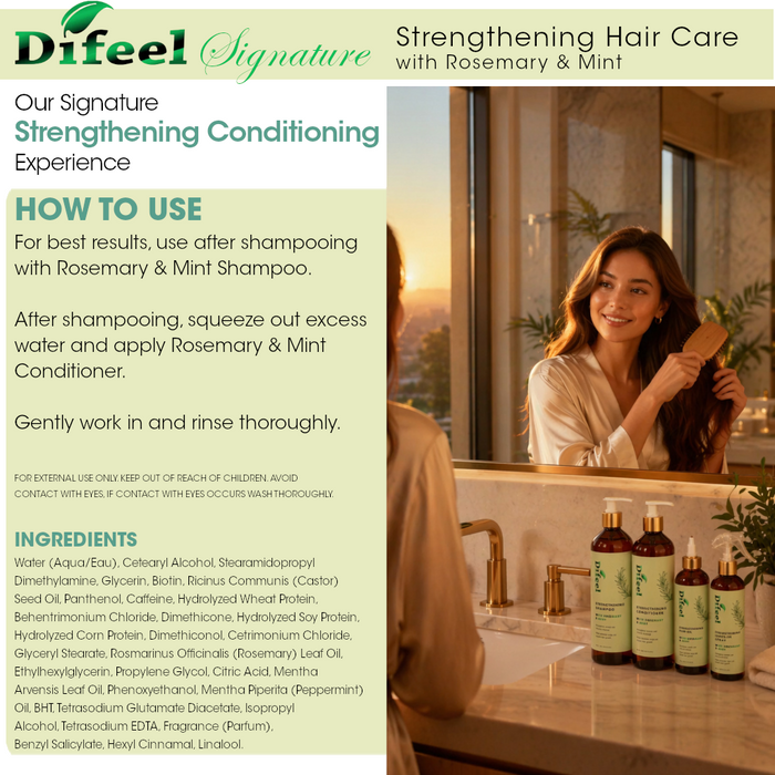 Difeel Signature Strengthening Conditioner with Rosemary & Mint 33.8 Ounce