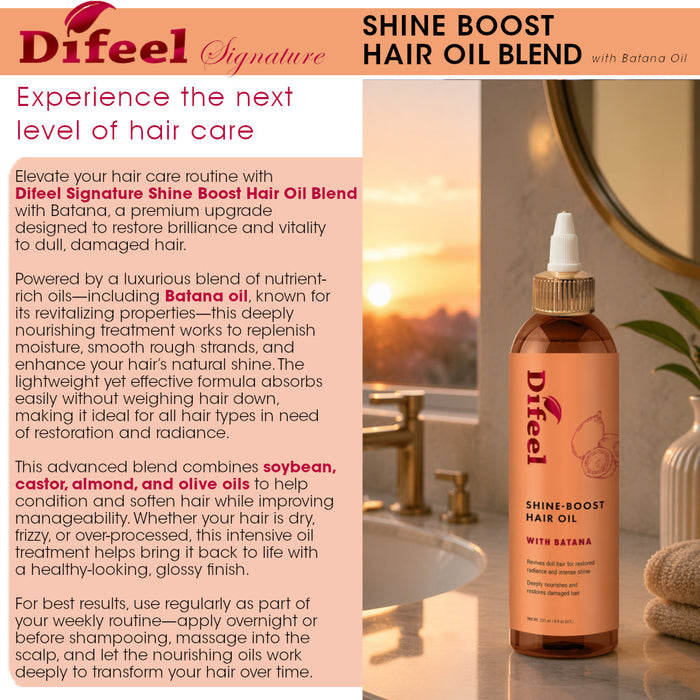 Difeel Signature Shine Boost Hair Oil Blend with Batana 8 oz.