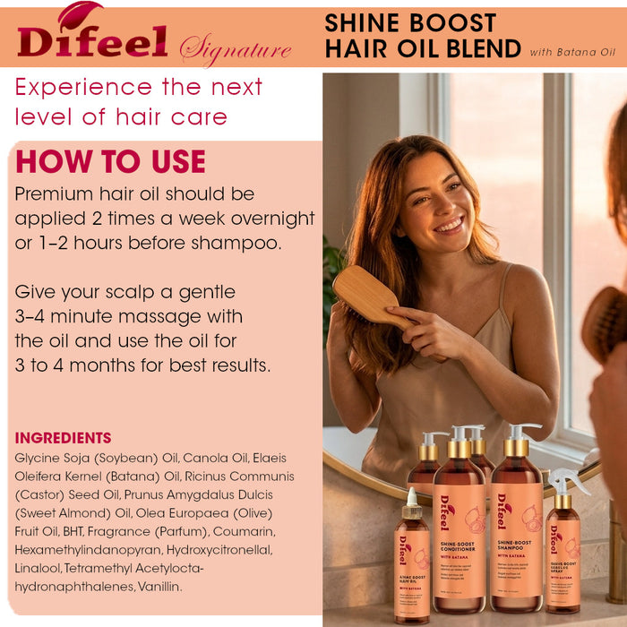 Difeel Signature Shine Boost Hair Oil Blend with Batana 8 oz.