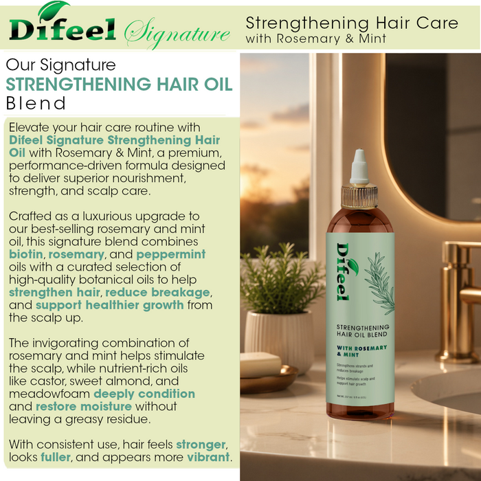 Difeel Signature Strengthening Hair Oil Blend with Rosemary & Mint 8 Ounce