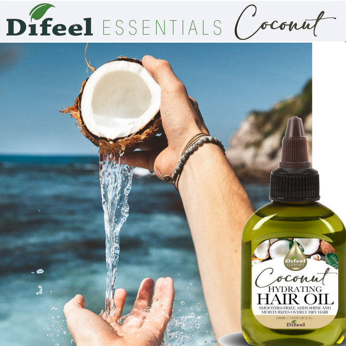 Difeel Premium Natural Hair Oil - Coconut Oil 7.1 oz.
