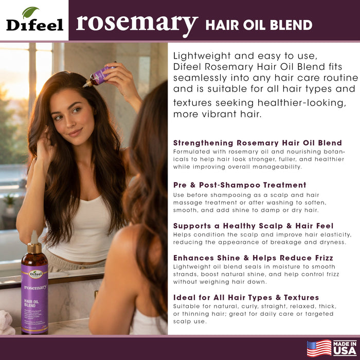 Difeel Rosemary Hair Oil Blend 8 Ounces