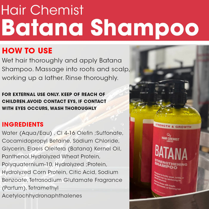 Hair Chemist Batana Strengthening Shampoo+Conditioner Large 4-PC Hair Care Set