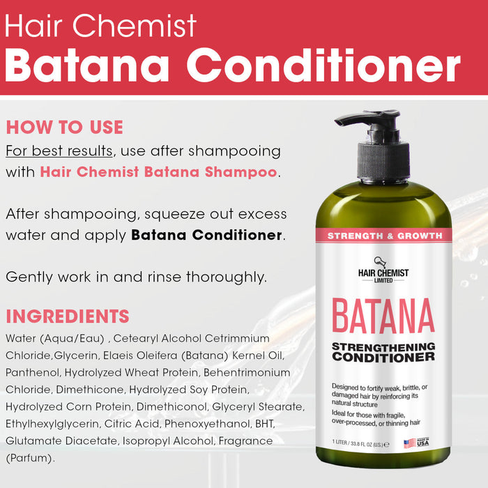 Hair Chemist Batana Strengthening Shampoo+Conditioner Large 4-PC Hair Care Set
