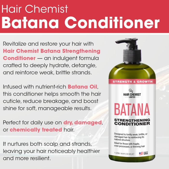 Hair Chemist Batana Strengthening Shampoo+Conditioner Large 4-PC Hair Care Set