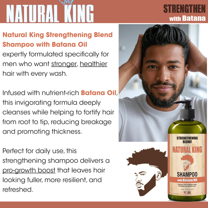 Natural King Strengthening Blend Shampoo & Conditioner with Batana Oil 33.8oz Each (2-PC SET)