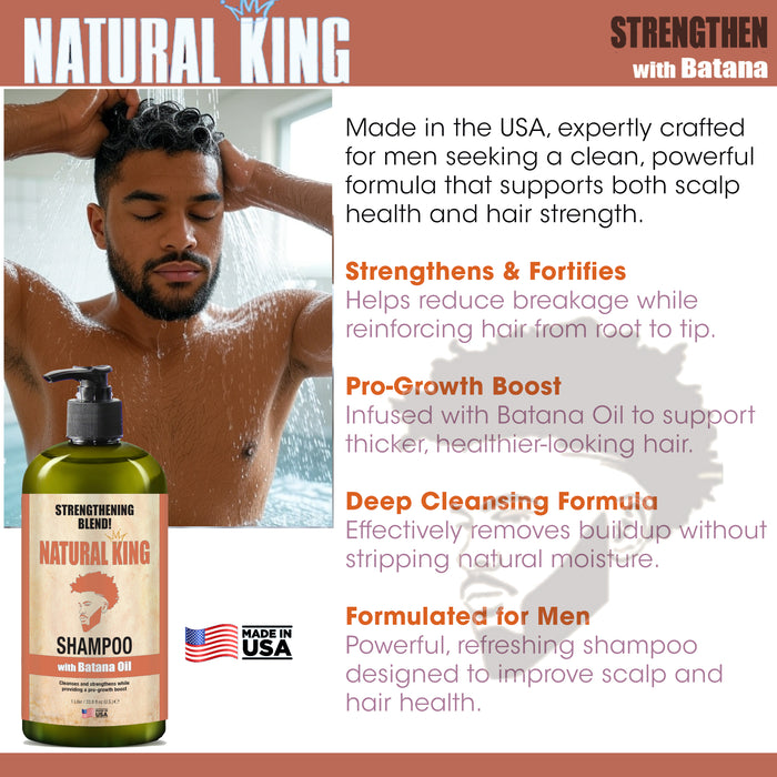 Natural King Strengthening Blend Shampoo & Conditioner with Batana Oil 33.8oz Each (2-PC SET)