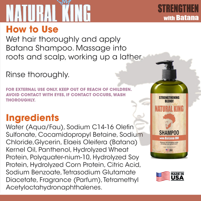 Natural King Strengthening Blend Shampoo & Conditioner with Batana Oil 33.8oz Each (2-PC SET)