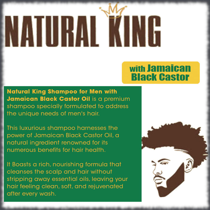 Natural King Jamaican Black Castor Shampoo 33.8 oz. AND Pro-Growth Hair & Beard Oil 7.1oz 2-PC-SET