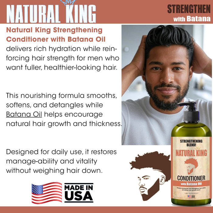 Natural King Strengthening Blend Shampoo & Conditioner with Batana Oil 33.8oz Each (2-PC SET)