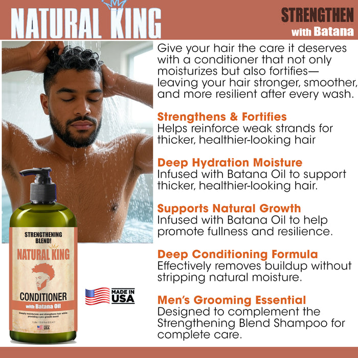 Natural King Strengthening Blend Shampoo & Conditioner with Batana Oil 33.8oz Each (2-PC SET)