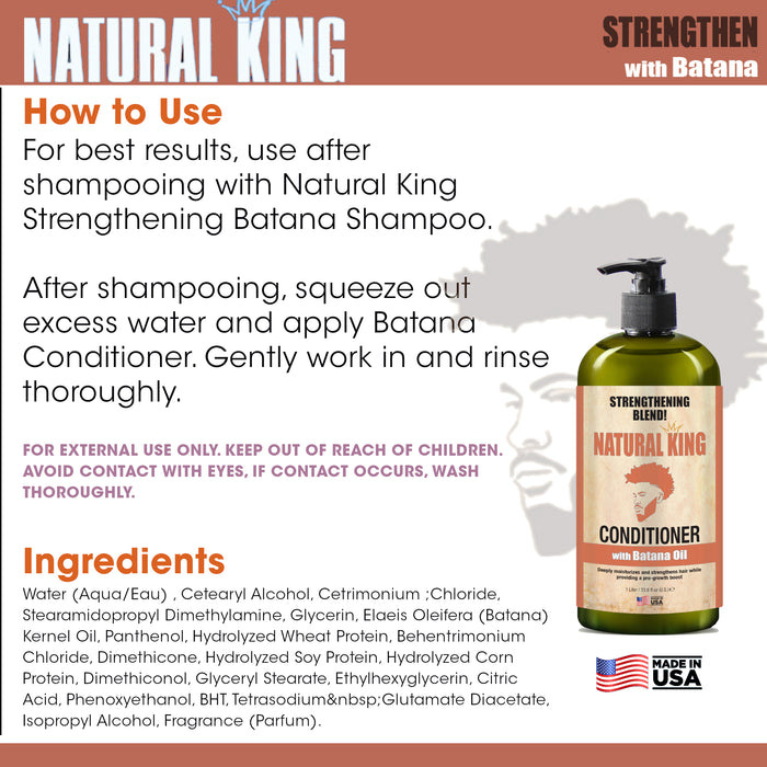 Natural King Strengthening Blend Shampoo & Conditioner with Batana Oil 33.8oz Each (2-PC SET)