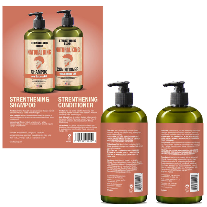 Natural King Strengthening Blend Shampoo & Conditioner with Batana Oil 33.8oz Each (2-PC SET)