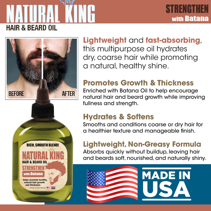 Natural King Strengthen Hair & Beard Oil with Batana Oil 7.1 oz.