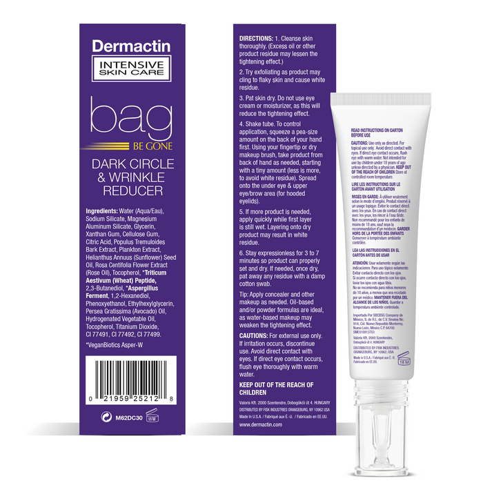 Bag Be Gone Temporary Eye Tightener - Dark Circle & Wrinkle Reducer 1 oz.
