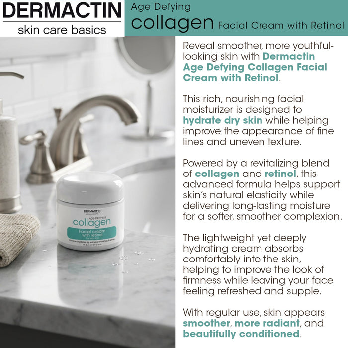Dermactin Retinol Anti‑Aging Skincare Bundle 2-PC SET– Collagen Facial Cream 3 oz & Retinol Facial Treatment Stick