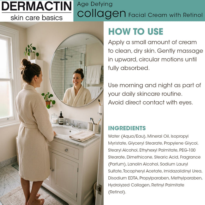 Dermactin Retinol Anti‑Aging Skincare Bundle 2-PC SET– Collagen Facial Cream 3 oz & Retinol Facial Treatment Stick