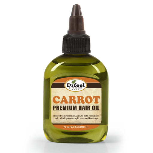 Difeel Premium Natural Hair Oil - Carrot Oil with Vitamins A & E 2.5 oz. (PACK OF 2)