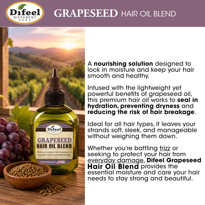 Difeel Grapeseed Hair Oil Blend 2.5 oz.