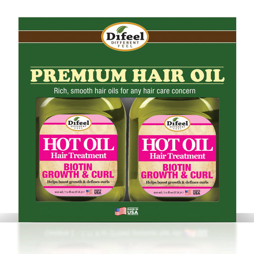 Difeel Biotin Growth and Curl Hot Oil Treatment 7.1 oz. - Deluxe 2-PC Gift Set