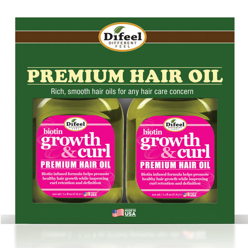 Difeel Biotin Growth and Curl Premium Hair Oil 7.1 oz. - Deluxe 2-PC Gift Set