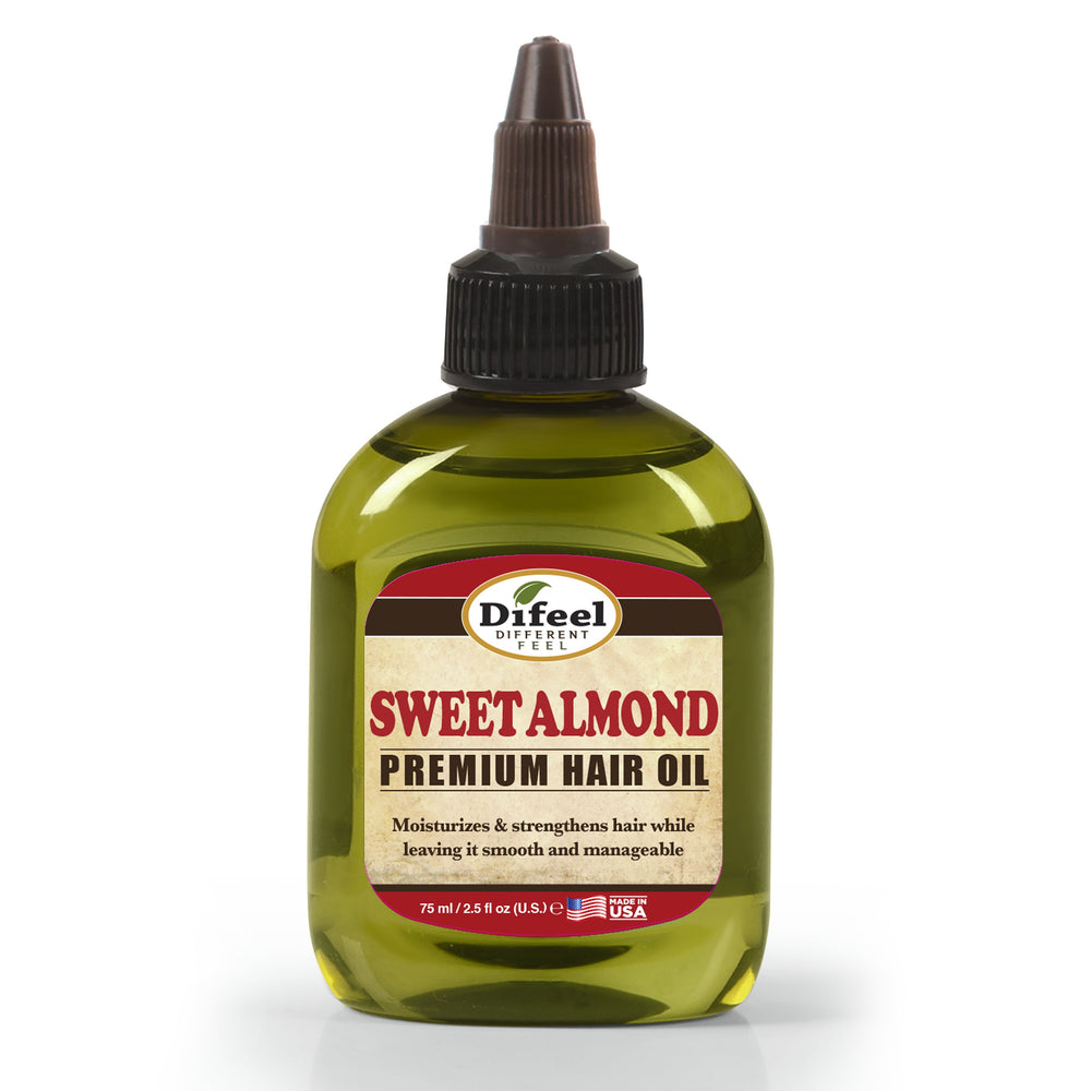 Difeel Premium Natural Hair Oil - Sweet Almond Oil 2.5 oz. (PACK OF 2)