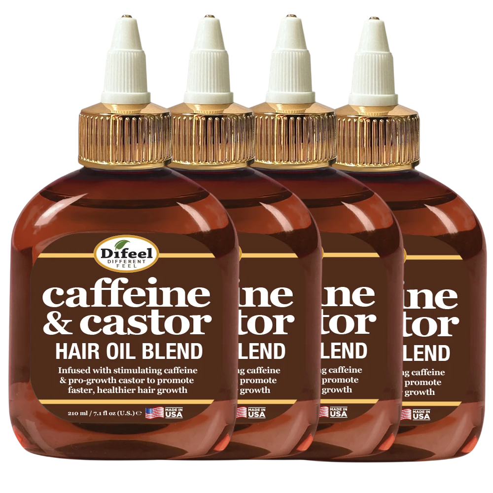 Difeel Caffeine & Castor Hair Oil Blend 7.1 oz. (PACK OF 4)