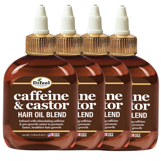 Difeel Caffeine & Castor Hair Oil Blend 7.1 oz. (PACK OF 4)
