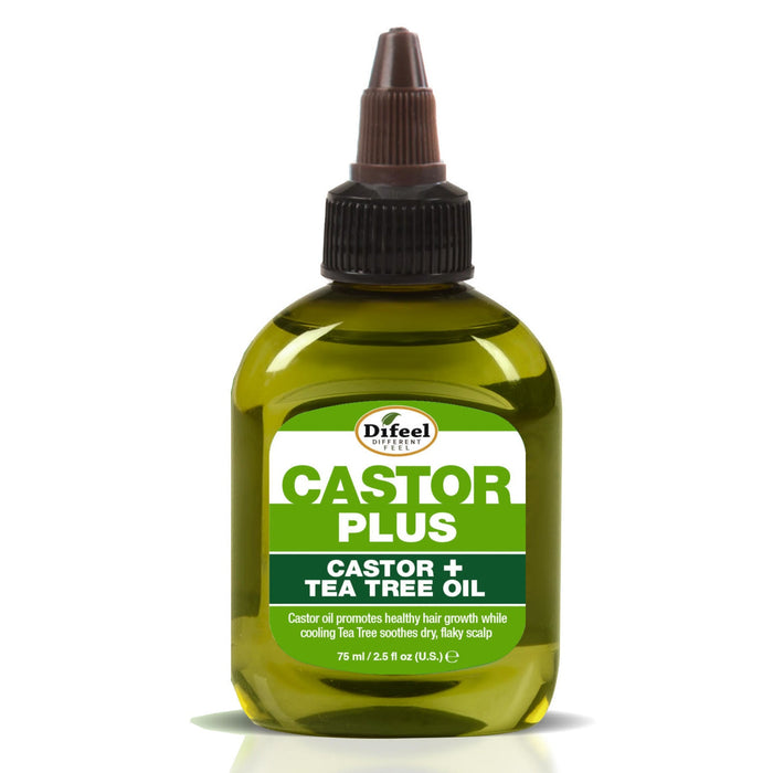 Difeel Premium Castor Plus Tea Tree - Pro-Growth + Scalp Care Hair Oil Blend- Travel Size 2.5 oz.