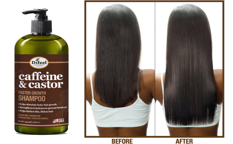 Difeel Caffeine & Castor Shampoo for Faster Hair Growth 12 oz.