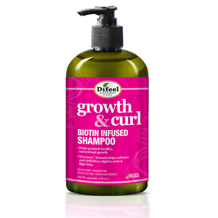 Difeel Growth and Curl Biotin Shampoo 12 oz.  and Conditioner 12 oz. 2-PC Gift Box