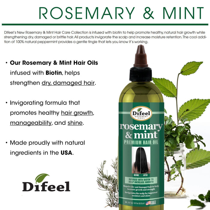 Difeel Rosemary and Mint Elevated Hair Oil with Biotin 8 oz.