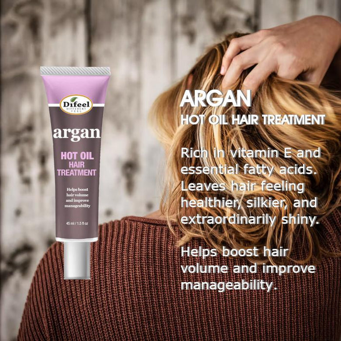 Difeel Hot Oil Hair Treatment with Argan Oil 1.5 oz. (Pack of 2)