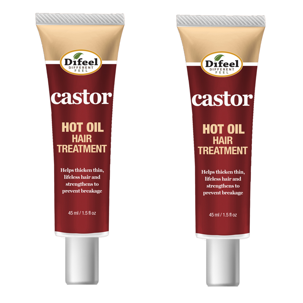 Difeel Hot Oil Hair Treatment with Castor Oil 1.5 oz. (Pack of 2)