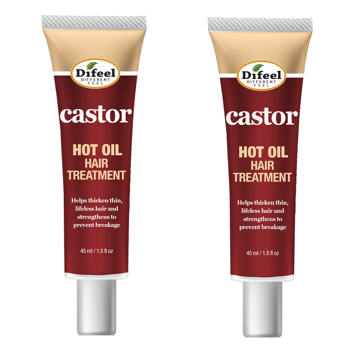 Difeel Hot Oil Hair Treatment with Castor Oil 1.5 oz. (Pack of 2)