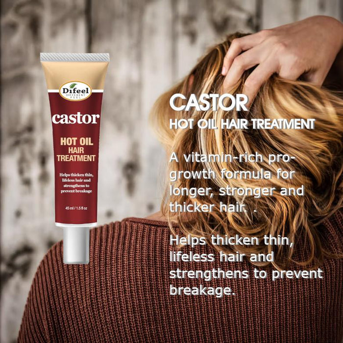 Difeel Hot Oil Hair Treatment with Castor Oil 1.5 oz. (Pack of 2)