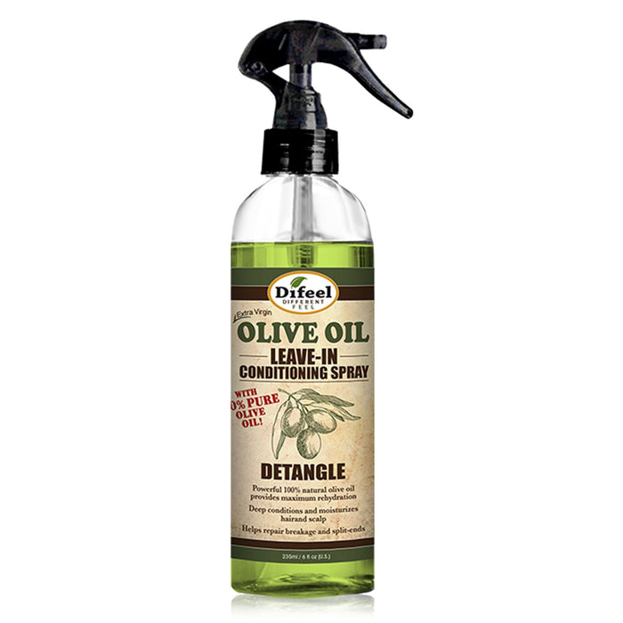 Difeel Detangle Leave in Conditioning Spray with 100% Pure Olive Oil 6 oz. (PACK OF 2)