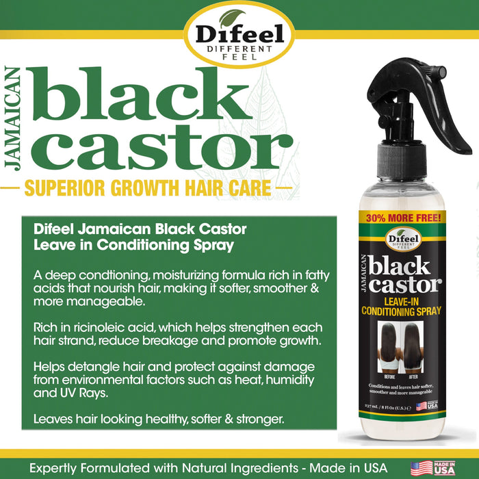Difeel Jamaican Black Castor Leave-in Conditioning Spray 8 oz. - Large Bottle