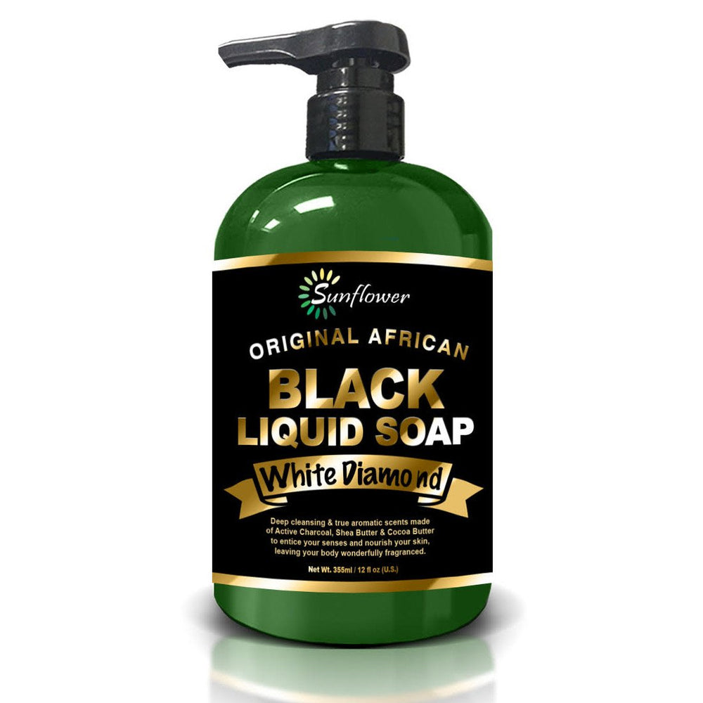 Difeel Liquid African Black Soap - White Diamond 12 oz. (PACK OF 2)