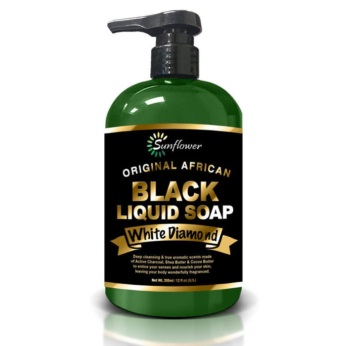 Difeel Liquid African Black Soap - White Diamond 12 oz. (PACK OF 2)