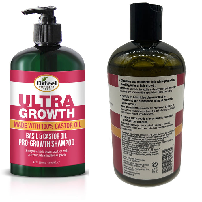 Difeel Ultra Growth Basil & Castor Oil Pro Growth Shampoo 12 oz