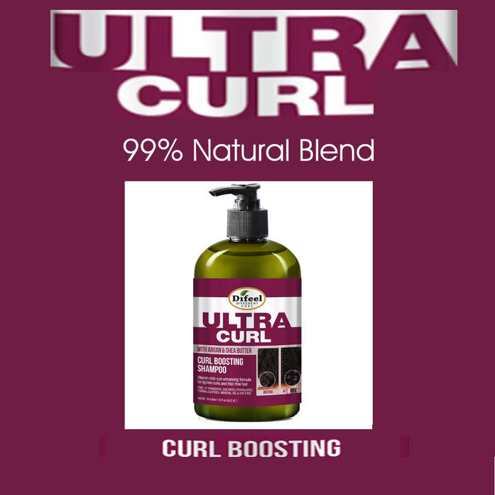 Difeel Ultra Curl with Argan & Shea Butter - Curl Boosting Shampoo 12 oz.