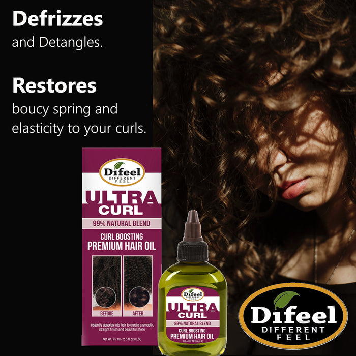 Difeel Ultra Curl Premium Hair Oil - Curl Boosting Hair Oil 2.5 oz.