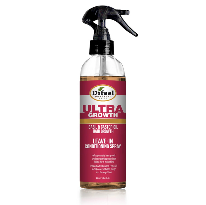 Difeel Ultra Growth Basil & Castor Hair Oil Leave in Conditioning Spray 6 oz. (PACK OF 2)