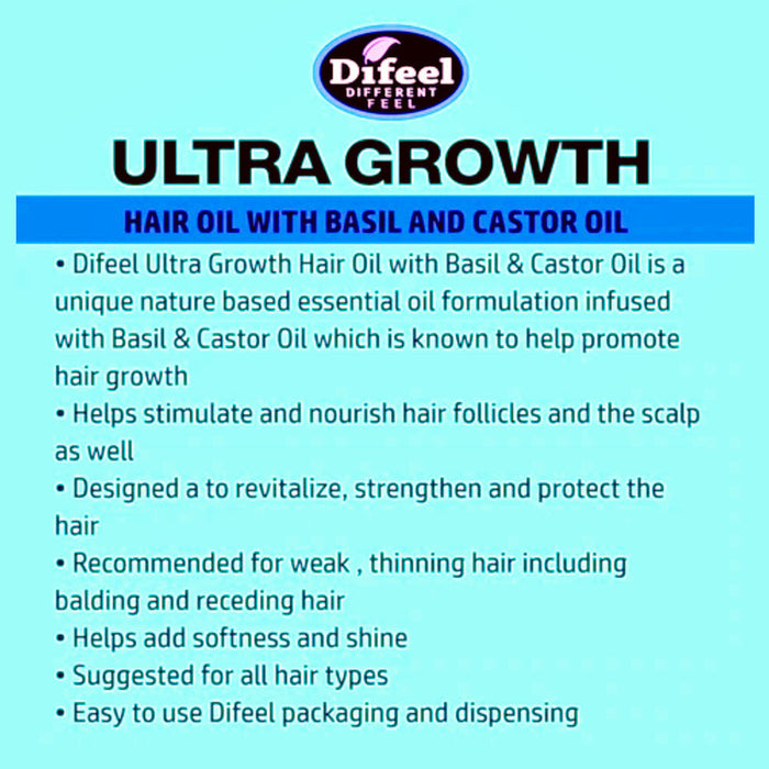 Difeel Mens Ultra Growth 3-PC Hair Growth Shampoo, Condition & Treatment Set - Includes 12 oz.  2-in-1 Shampoo, 8oz Hair Oil & 2.5oz Hair Oil