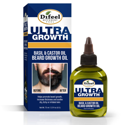 Difeel MENS Ultra Growth Basil and Castor Beard Oil - Travel Size 2.5 oz.