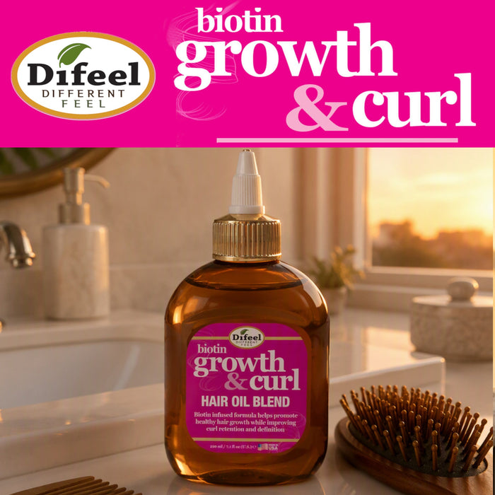 Difeel Biotin Growth and Curl Hair Oil Blend 7.1 oz.
