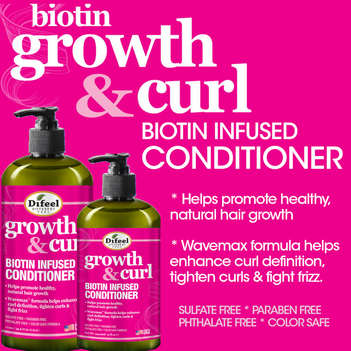 Difeel Growth and Curl Biotin Conditioner 12 oz.