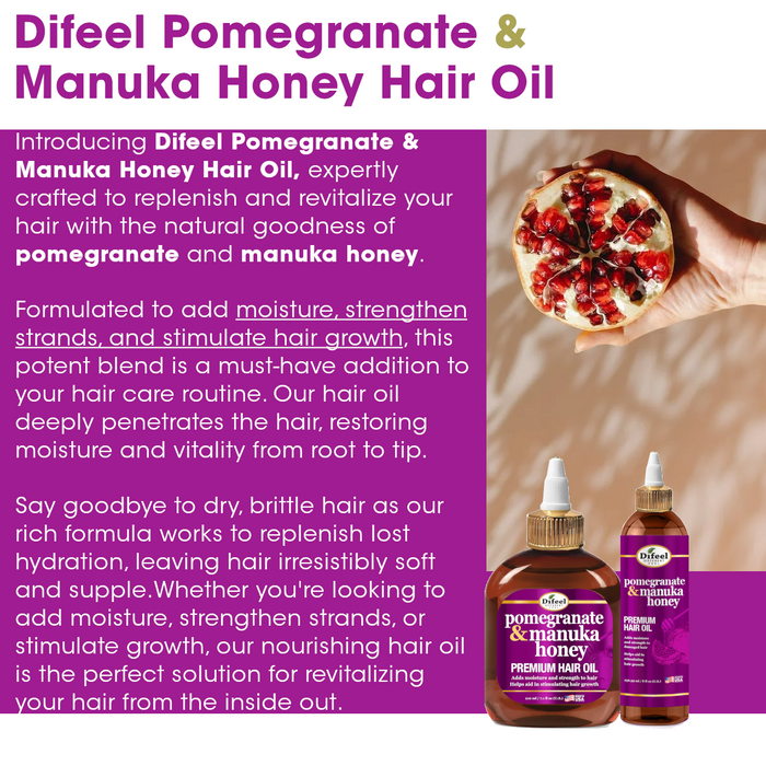 Difeel Pomegranate & Manuka Honey Premium Hair Oil 2.5 oz.