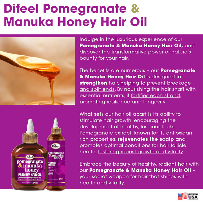 Difeel Pomegranate & Manuka Honey Premium Hair Oil 8 oz.